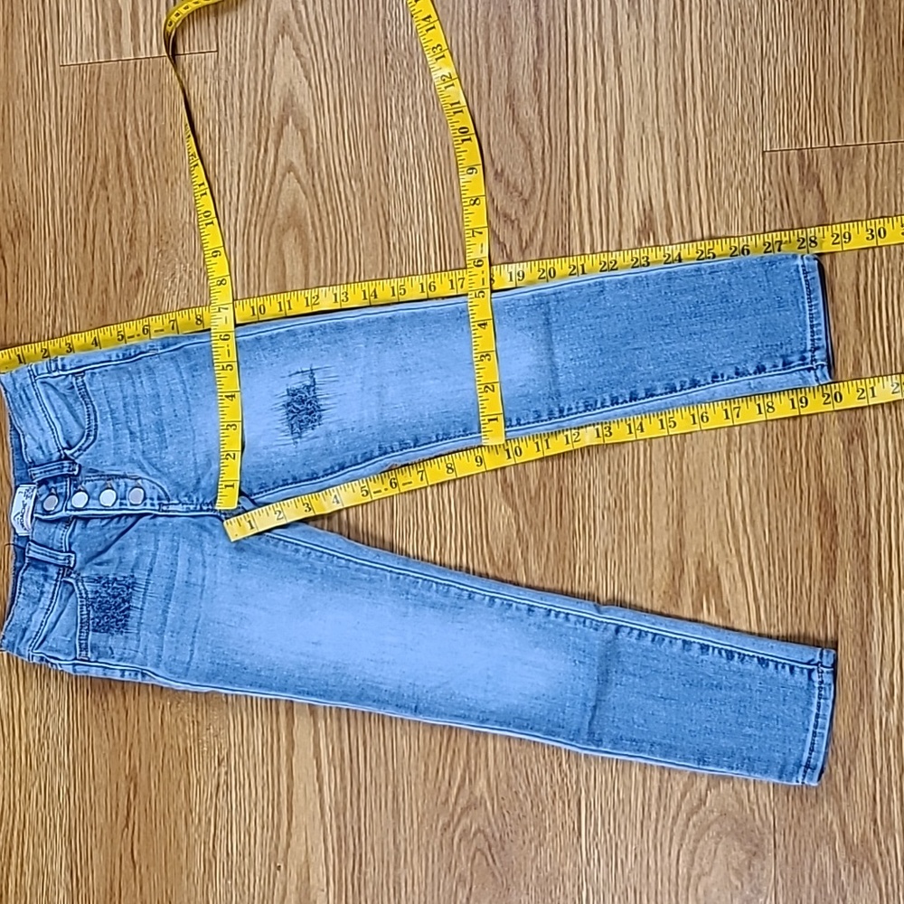 JORDACHE VINT SUPER SKINNY STRETCH FADED DISTRESSED BUTTON GIRLS SLIM JEANS 7x20